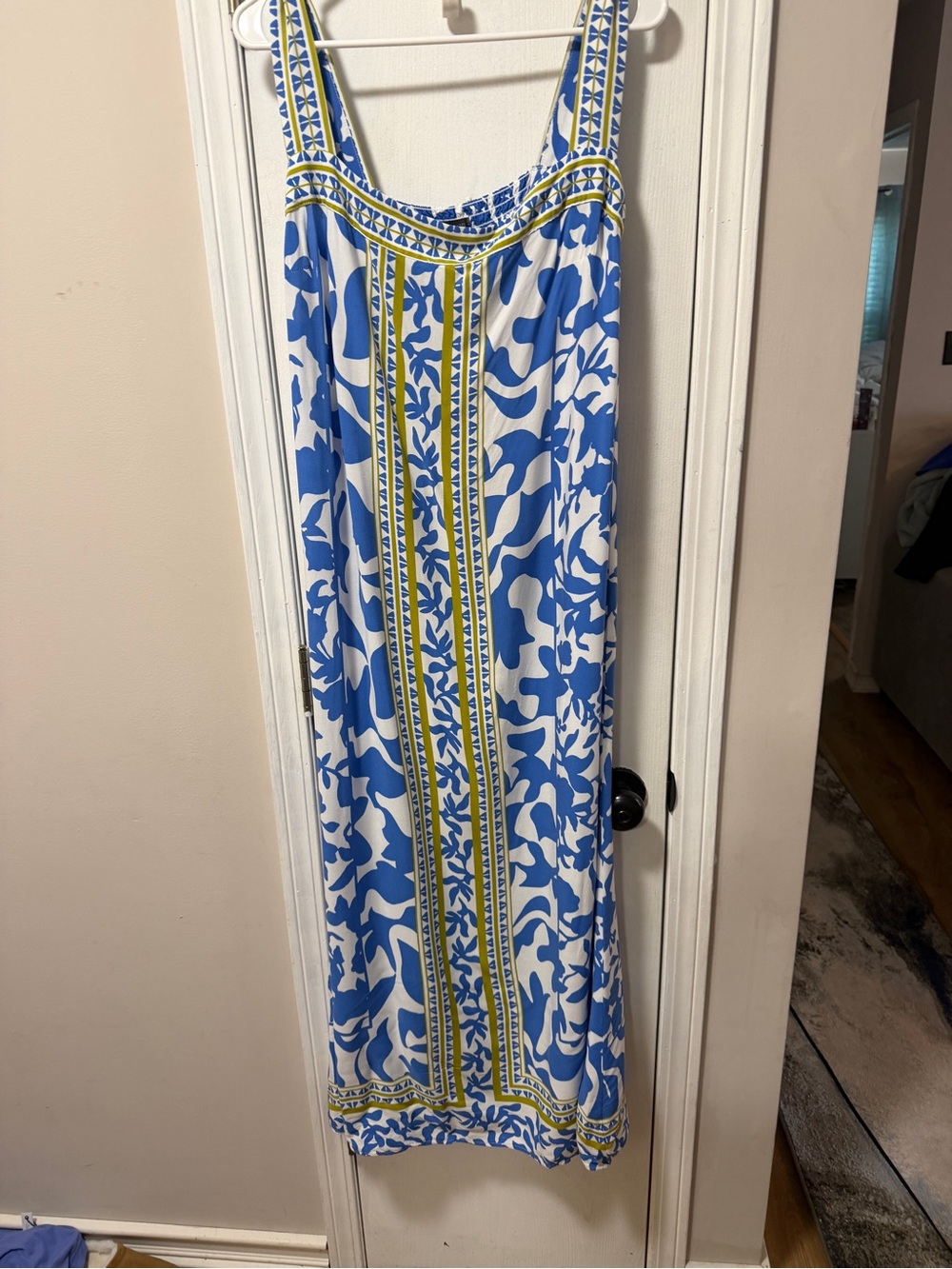 Vince Camuto Blue, White & Yellow Printed Maxi Skirt